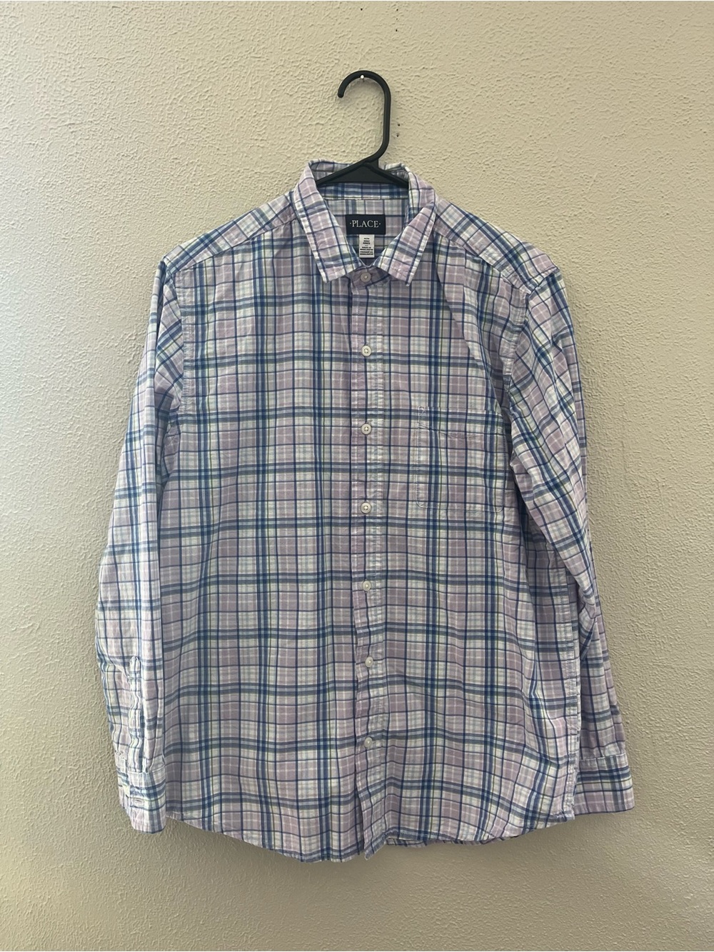 Place Men's Lavender and Blue Plaid Button-Down Shirt